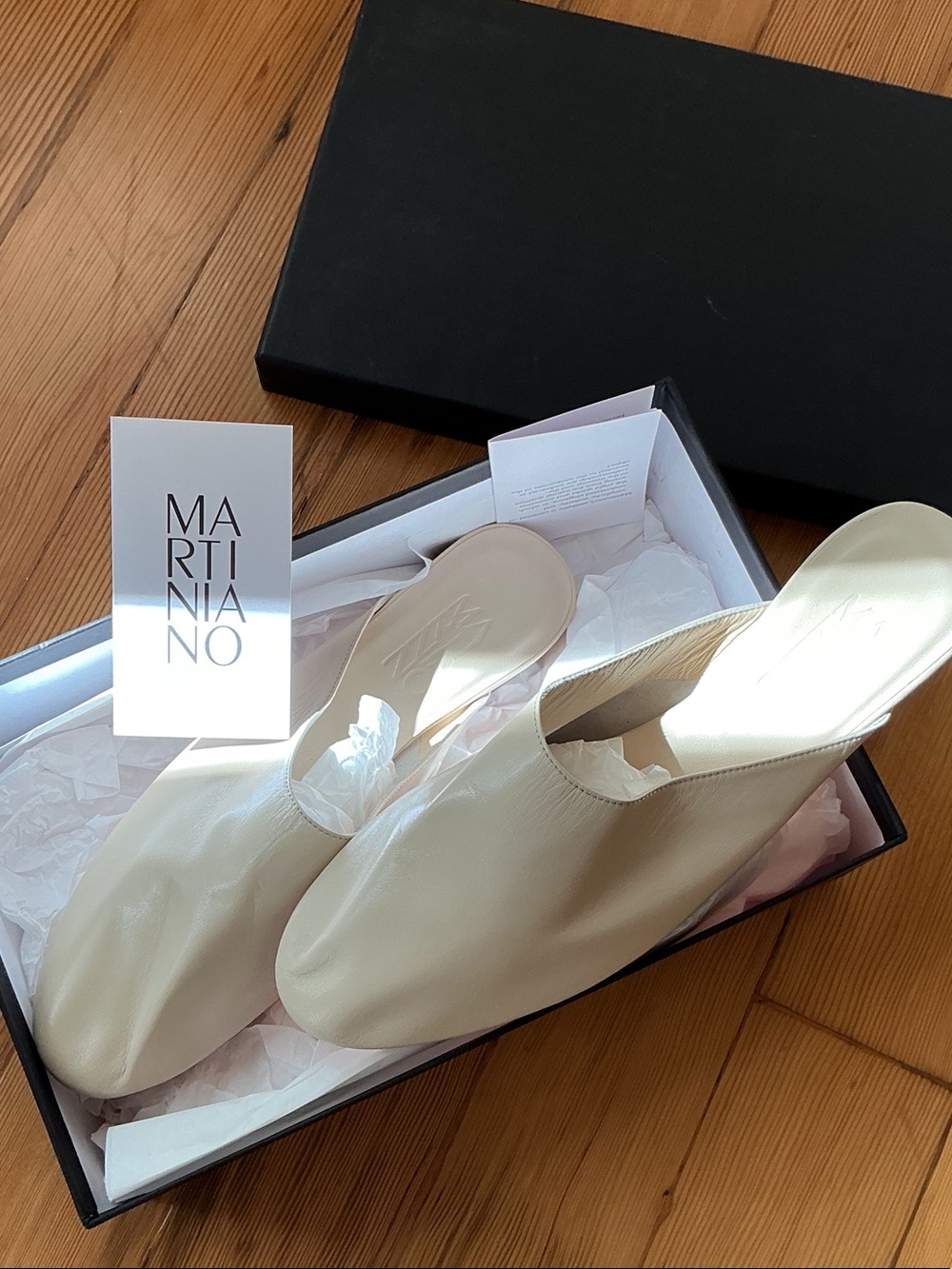 Martiniano Cream Leather Slip-On Mules NEW WITH BOX